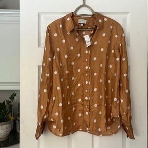 J. Crew Collection Slim-fit silk twill shirt in dots button down NWT Size 14
